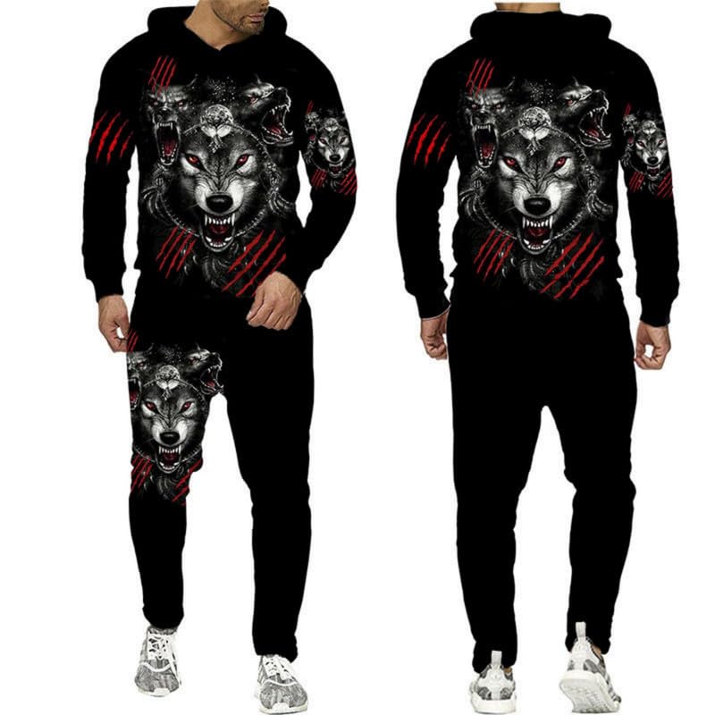 prigridche Hoodies Sweat Pants Set Men,Animal 3D Hoodie Unisex 3D Print Design Pullover For Men And Women Black Size S-6XL - Image 3