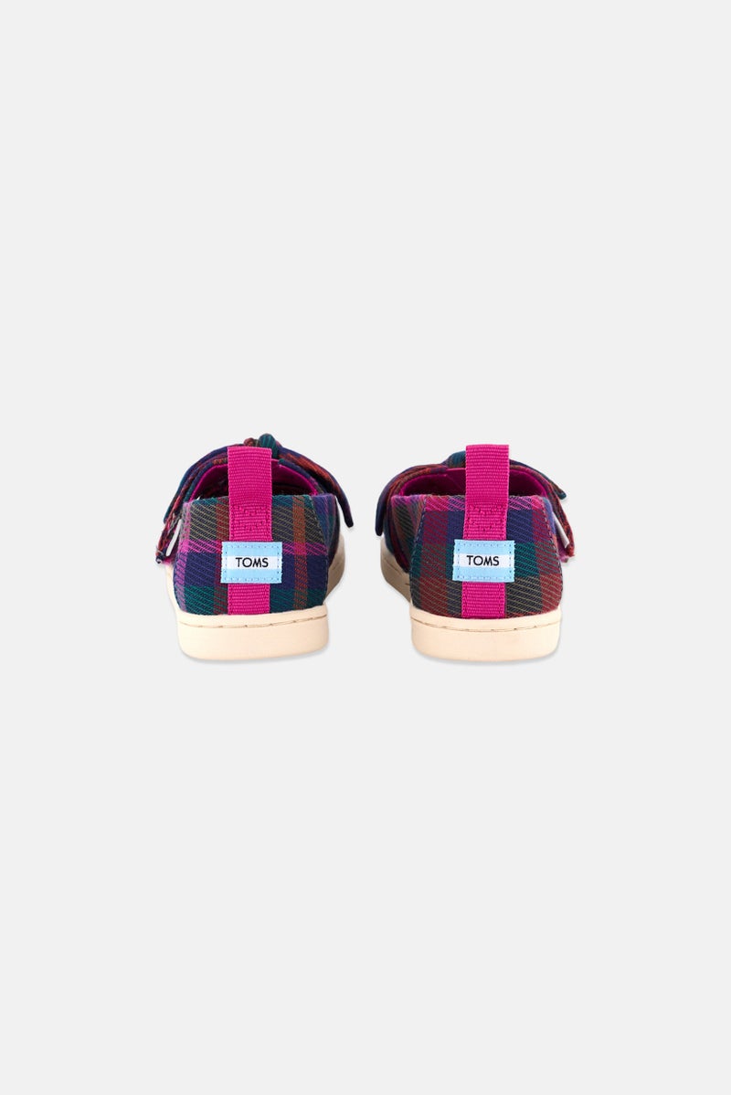 TOMS Toddlers Girl Velcro Plaid Casual Shoes, Purple Combo - Image 2