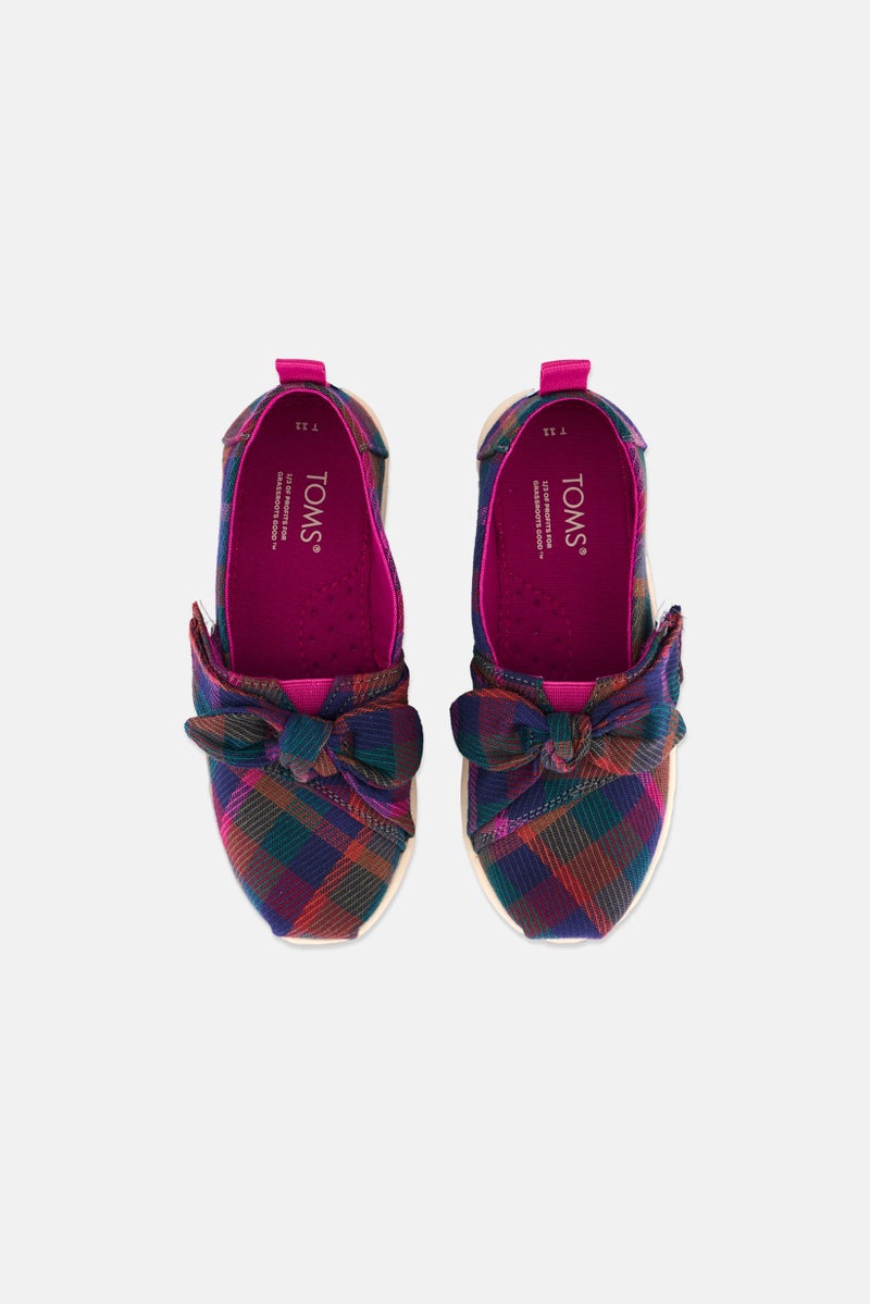 TOMS Toddlers Girl Velcro Plaid Casual Shoes, Purple Combo - Image 3