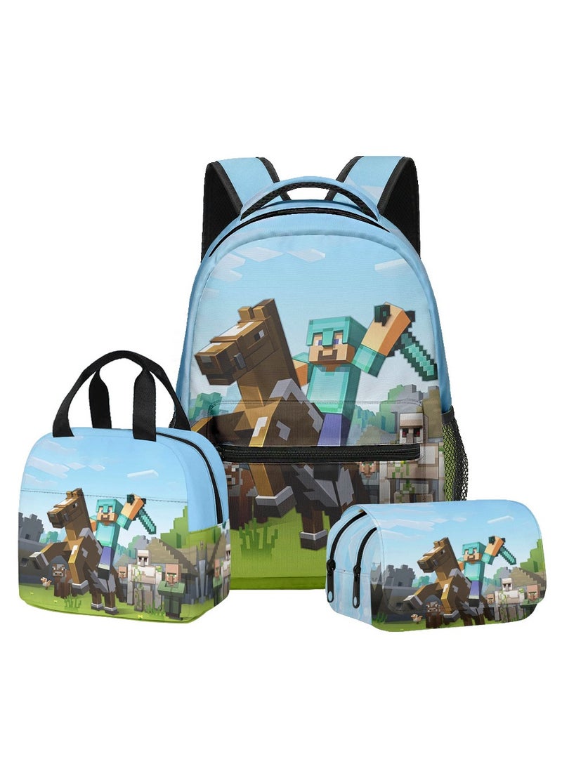 ماين كرافت حقيبة الظهر Minecraft للأطفال والفتيان - حقيبة الظهر مقاومة للماء لمدرسة الألعاب