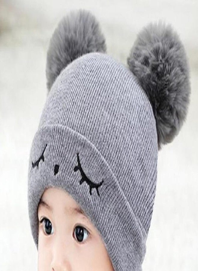 REFFER Baby Winter Cap; Winter Cap for Baby; Kids Cap; Baby Cap; Woolen Three Layers Warm Fabric for Baby boy (in, Age, 6 Months, 24 Months, 6 Month to 3 Years, Grey (Caps+Gloves)) - Image 3
