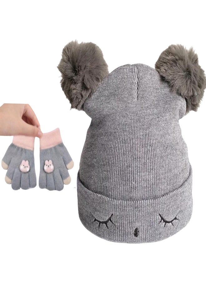 REFFER Baby Winter Cap; Winter Cap for Baby; Kids Cap; Baby Cap; Woolen Three Layers Warm Fabric for Baby boy (in, Age, 6 Months, 24 Months, 6 Month to 3 Years, Grey (Caps+Gloves)) - Image 1