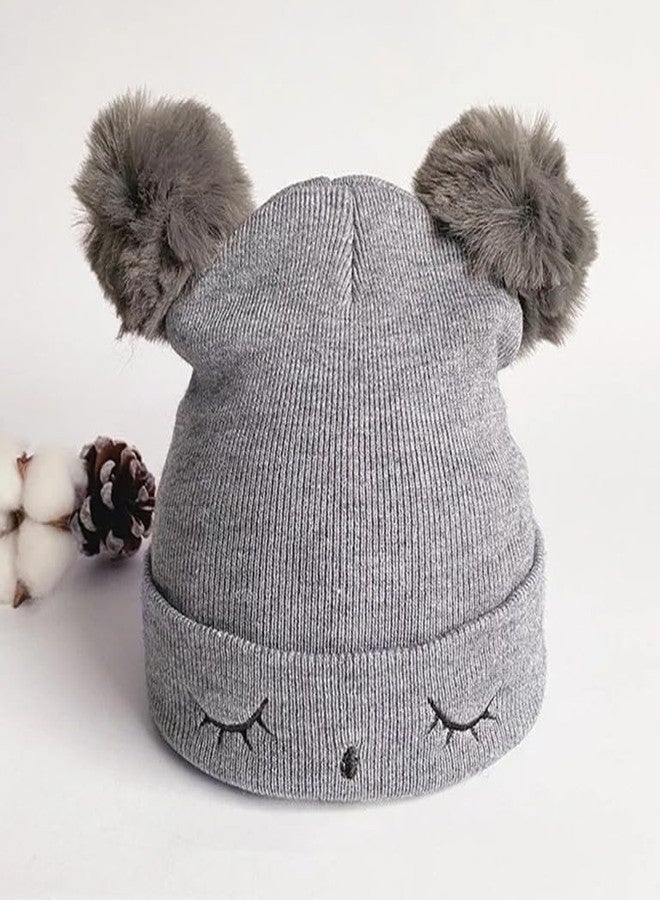 REFFER Baby Winter Cap; Winter Cap for Baby; Kids Cap; Baby Cap; Woolen Three Layers Warm Fabric for Baby boy (in, Age, 6 Months, 24 Months, 6 Month to 3 Years, Grey (Caps+Gloves)) - Image 4