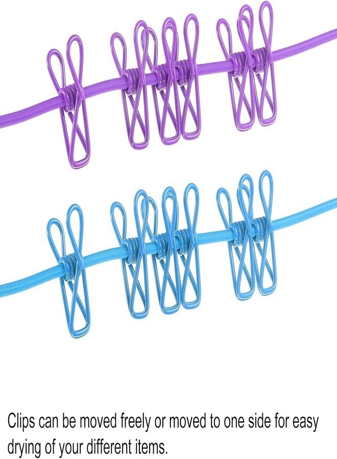 Marrkhor Portable Clothesline with 12 Clips, 6 Feet Windproof Washing Line Stretchy Laundry Clothes Line for Backyard Hotel Travel Camping Indoor Outdoor, 3-Piece (Multicolour) - Image 2