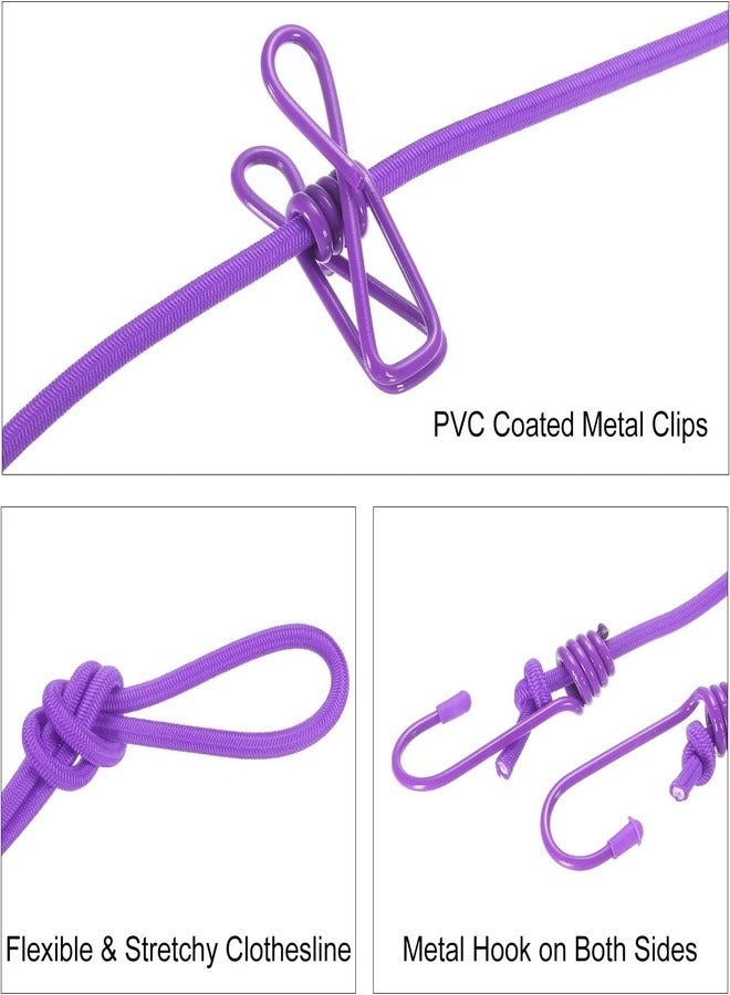 Marrkhor Portable Clothesline with 12 Clips, 6 Feet Windproof Washing Line Stretchy Laundry Clothes Line for Backyard Hotel Travel Camping Indoor Outdoor, 3-Piece (Multicolour) - Image 3