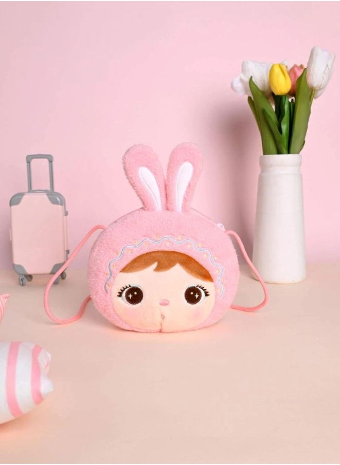 Metoo Cute Little Baby Plush Shoulder Bags Wallets For Girls Plush Shoulder Bags with Strap for Kids Coin Purses Cute Princess Handbags Kids Accessories for Girls Pink  - Image 2