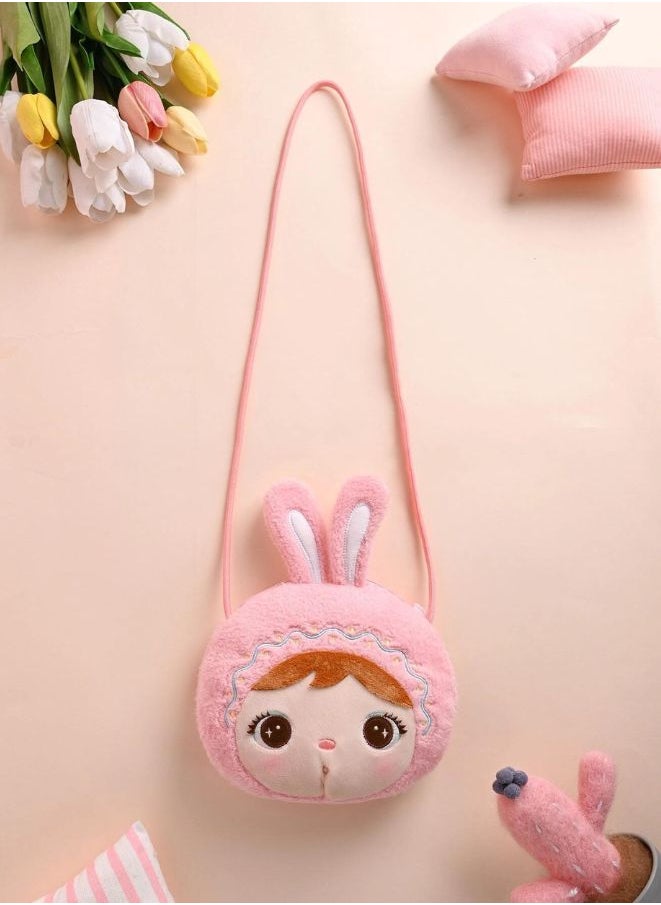 Metoo Cute Little Baby Plush Shoulder Bags Wallets For Girls Plush Shoulder Bags with Strap for Kids Coin Purses Cute Princess Handbags Kids Accessories for Girls Pink  - Image 5