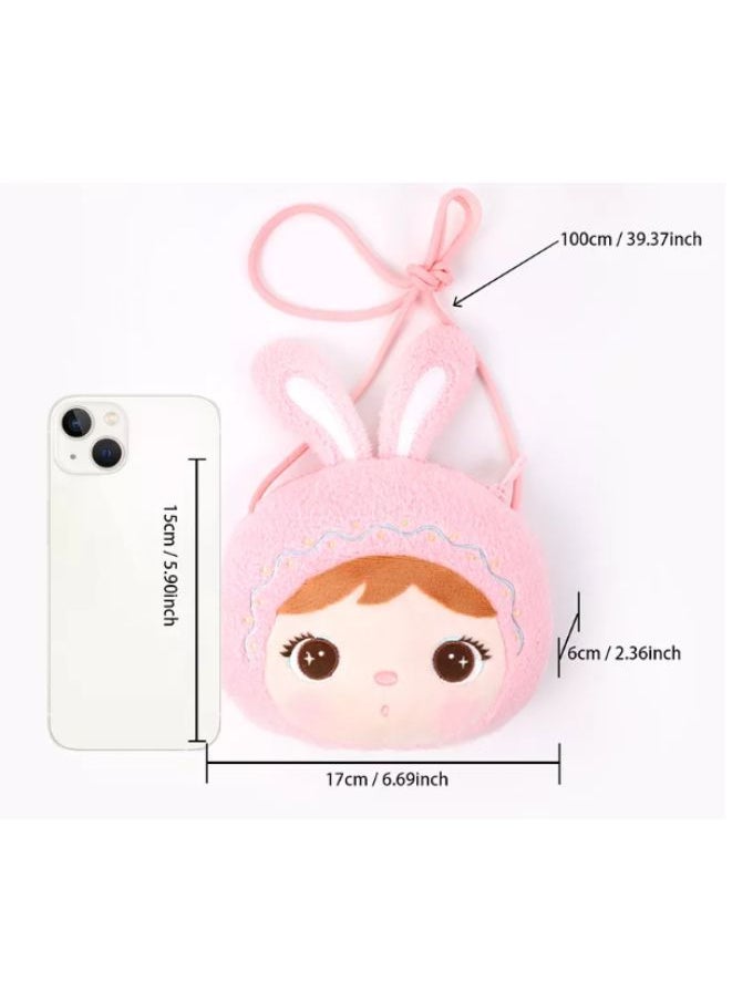 Metoo Cute Little Baby Plush Shoulder Bags Wallets For Girls Plush Shoulder Bags with Strap for Kids Coin Purses Cute Princess Handbags Kids Accessories for Girls Pink  - Image 3
