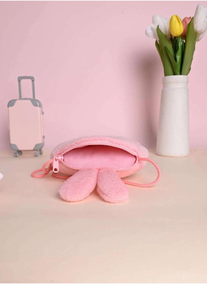 Metoo Cute Little Baby Plush Shoulder Bags Wallets For Girls Plush Shoulder Bags with Strap for Kids Coin Purses Cute Princess Handbags Kids Accessories for Girls Pink  - Image 4