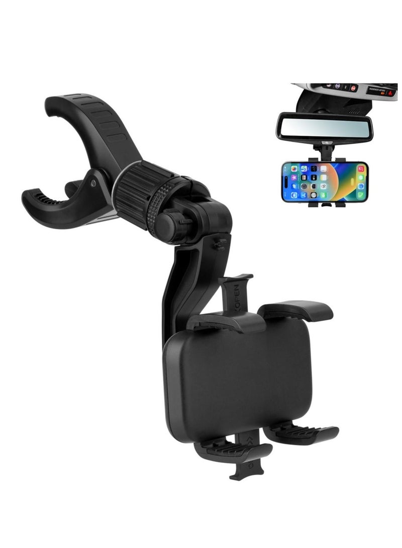 Captaintech 360° Rotating Rearview Mirror Phone Holder for Car, Multifunctional Car Back Seat Headrest Universal Phone Mount Stand, Compatible with All Smartphones - Image 1