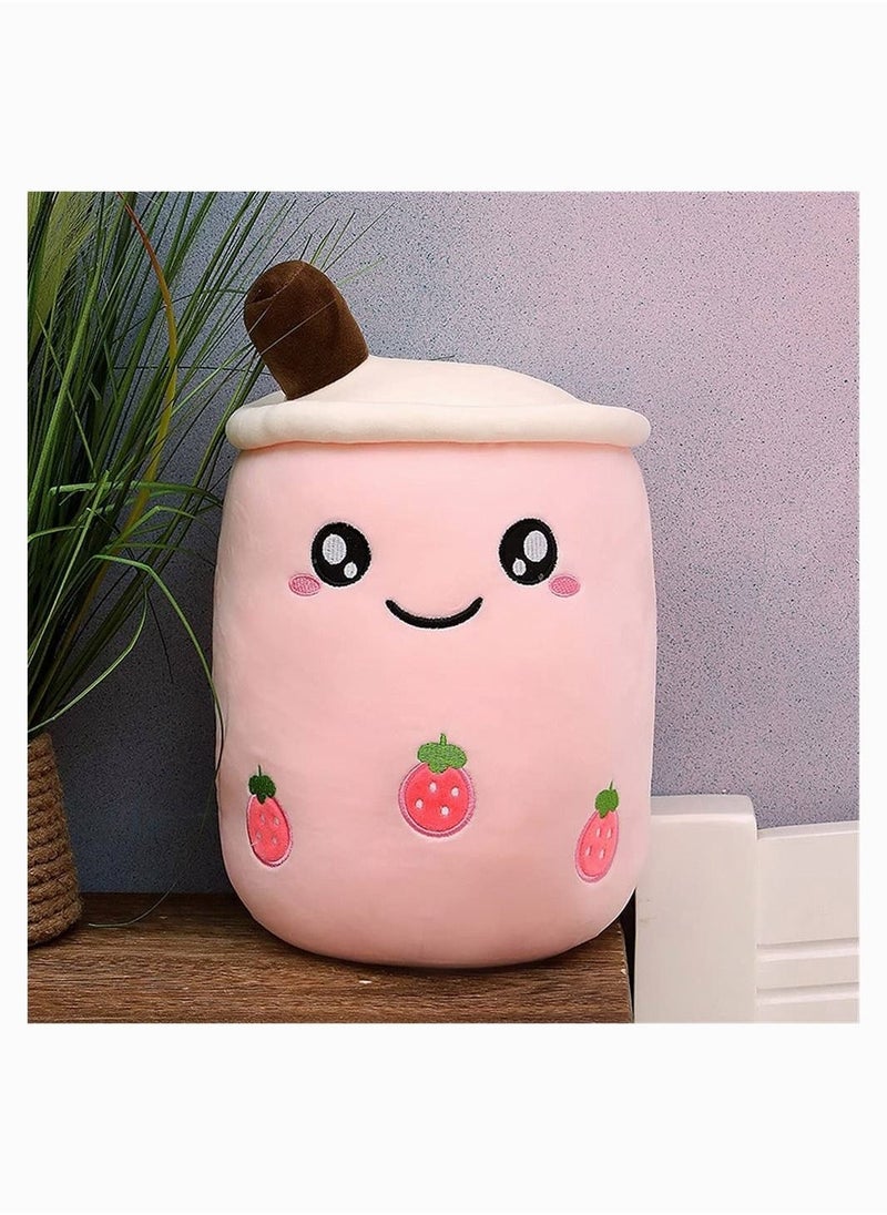 Milk Tea Cup Stuffed Boba Food Shaped Plush Toy for Kids Pink Strawberry 9.4In - Image 3