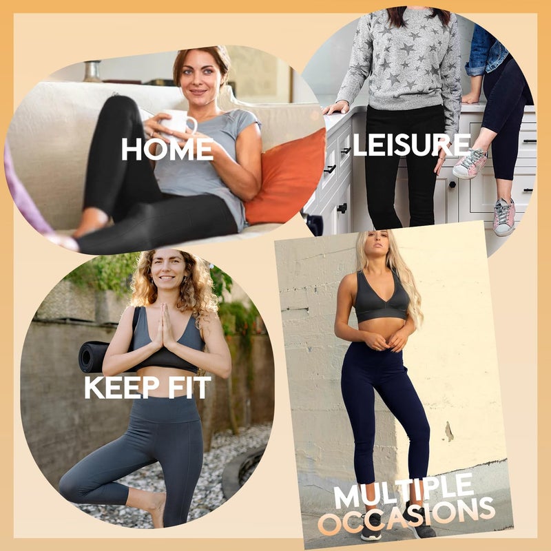 TNNZEET Capri Leggings for Women - Tummy Control Black Leggings with Pockets High Waisted Yoga Pants Workout Cycling Leggings - Image 2
