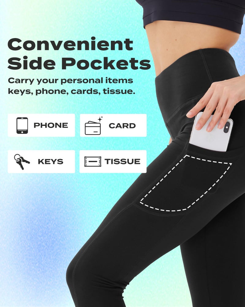 TNNZEET Capri Leggings for Women - Tummy Control Black Leggings with Pockets High Waisted Yoga Pants Workout Cycling Leggings - Image 5