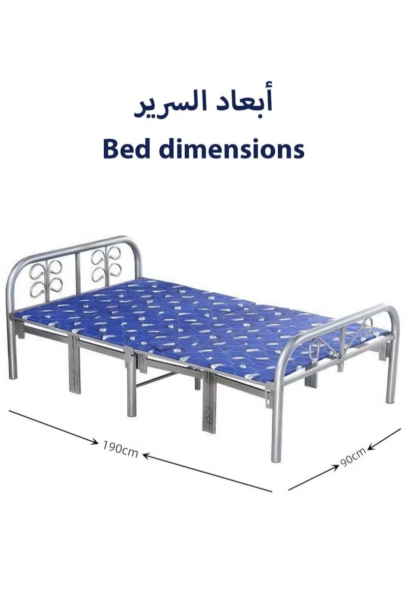 سرير فردي قابل للطي ومنصة معدنية من الفولاذ عالي التحمل مقاس 190 × 90 سم، إطار سرير محمول مع إعداد مجاني للأدوات، أزرق - Image 2