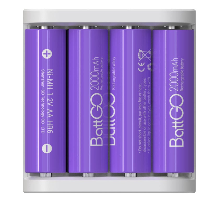 ISDT Battery Charger AA AAA Rechargeable Batteries 4-Bay Portable Smart Charger Fast Charging USB Input Port for 1.2V NiMH NiCd 1.5V Li-lon LiFePO4 Batteries with Bluetooth APP Connection (Black) - Image 5