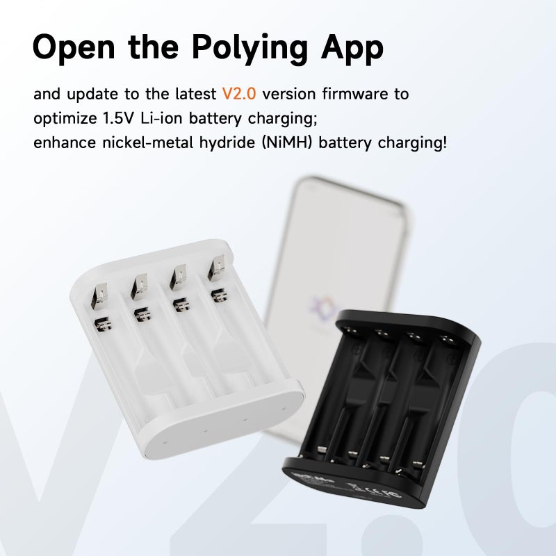 ISDT Battery Charger AA AAA Rechargeable Batteries 4-Bay Portable Smart Charger Fast Charging USB Input Port for 1.2V NiMH NiCd 1.5V Li-lon LiFePO4 Batteries with Bluetooth APP Connection (Black) - Image 2