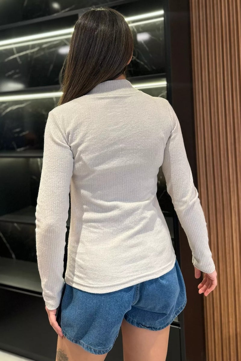 Gülseli Half Turtleneck Ribbed Body Blouse - Image 2