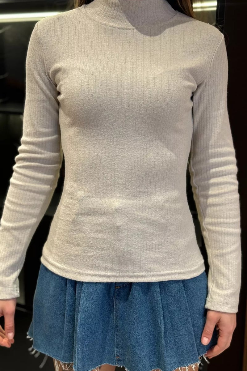 Gülseli Half Turtleneck Ribbed Body Blouse - Image 4