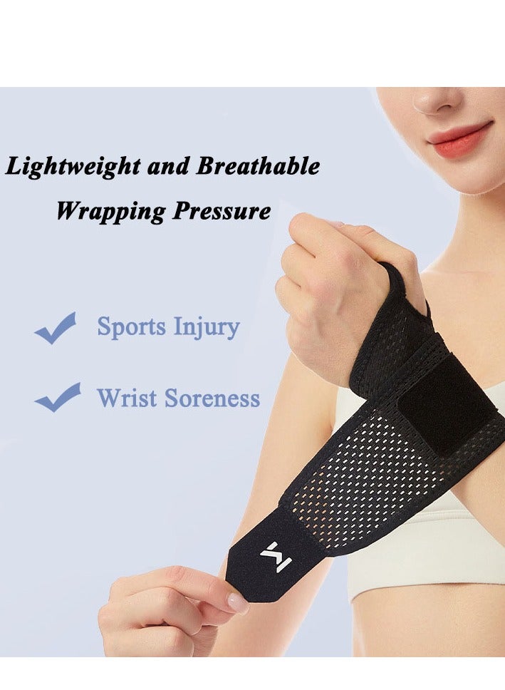 DURKU Elastic Wrist Support with Strap, Wrist Brace Basic Sport Slim Carpal Tunnel Support, Wrist Compression Wrap Adjustable Wrist Strap Relieves Wrist Pain, Tendonitis (Black)  - Image 2