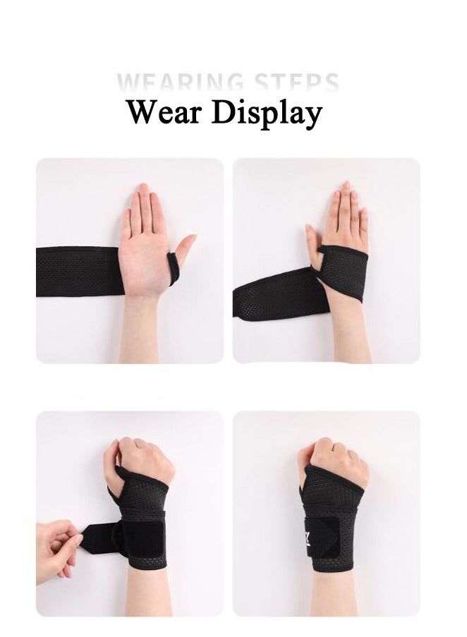 DURKU Elastic Wrist Support with Strap, Wrist Brace Basic Sport Slim Carpal Tunnel Support, Wrist Compression Wrap Adjustable Wrist Strap Relieves Wrist Pain, Tendonitis (Black)  - Image 3