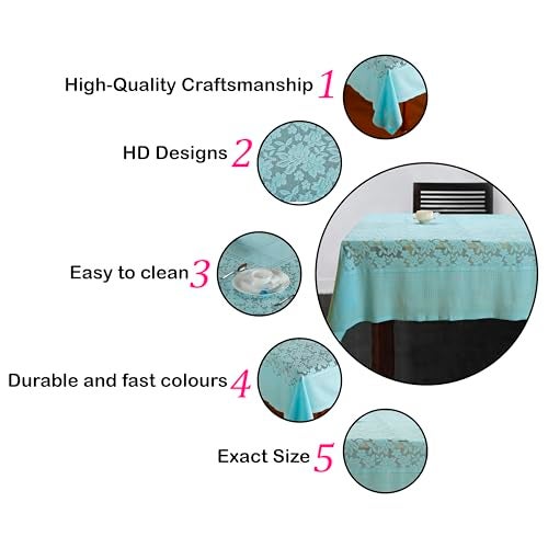 Homerz Premium 6 to 8 Seater Dining Table Cloth for Home, Durable and Thick Polycotton Fabric (Hazenut Aqua, 60x90 inch- 6 to 8 Seater) - Image 4