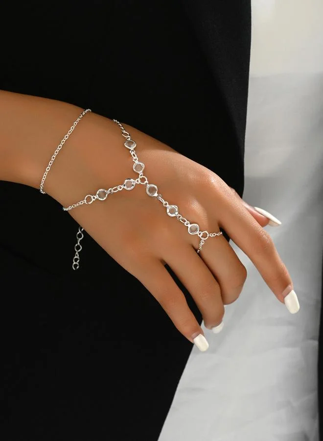 Take Two Take Two Silver Hand Chain Ring Bracelet