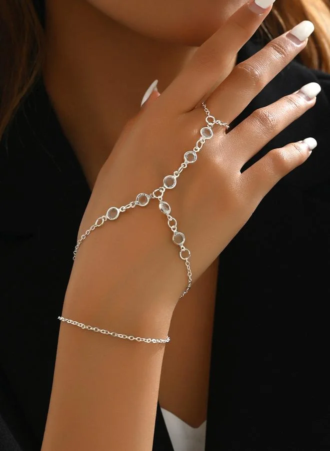 Take Two Take Two Silver Hand Chain Ring Bracelet