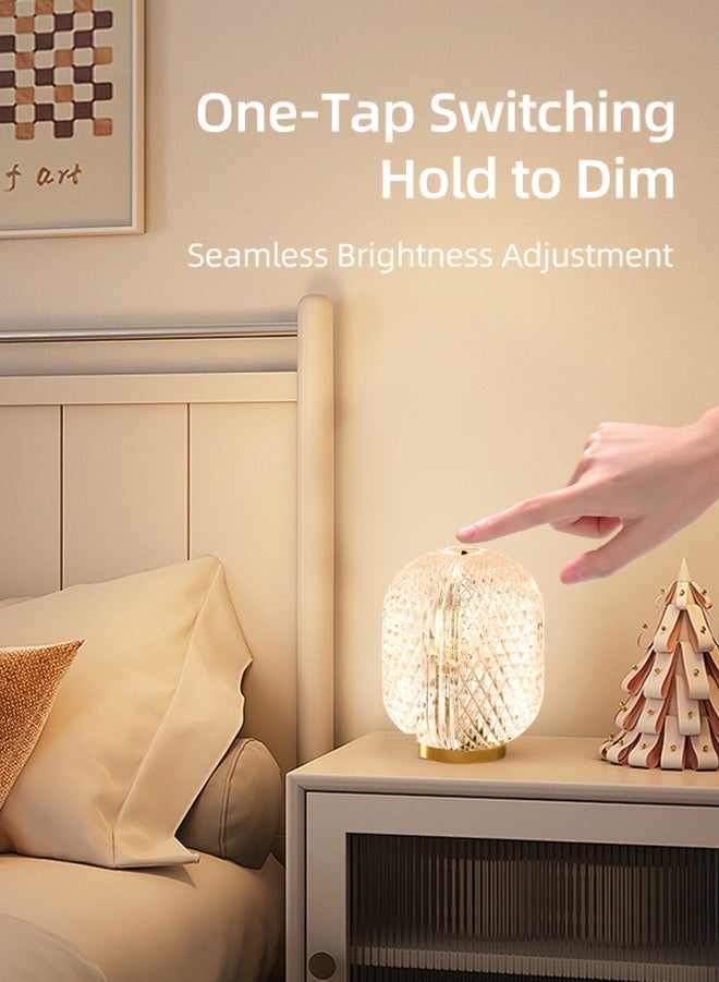 OSGONA Touch Control Night Light, Diamond-Cut Ambient Lamp, Portable Cordless Table Lamp, 3-Color Stepless Dimming, USB-C Fast Charging 30H Battery Life, Acrylic & Aluminum, For Living Room, Kids Room, Office & More  - Image 5