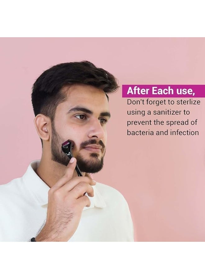 Derma Roller 540-Piece Needles For The Treatment Of Wrinkles, Hair Loss And Baldness Black/Pink - Image 3