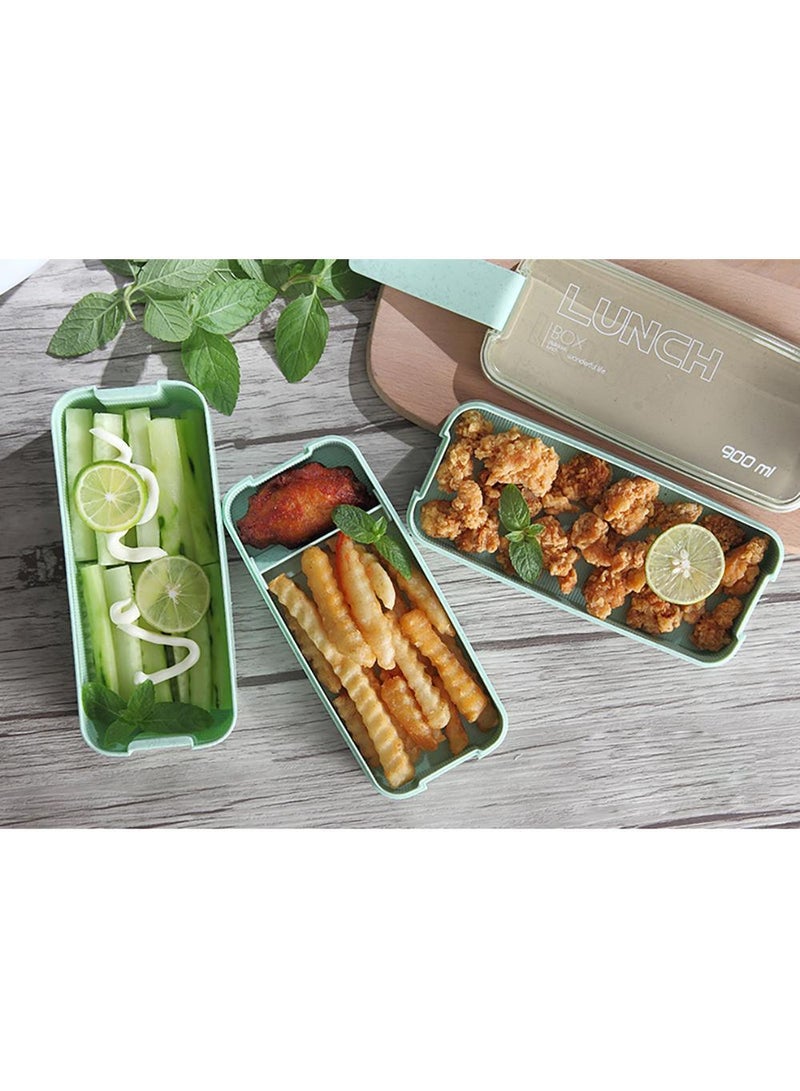 Sweet seven Bento Lunch Box for Kids - Leakproof Bento Box for Adults, 3-In-1 Meal Prep Container, Dishwasher Safe Asian Food Prep Container with   - Japanese Style, Beige Color - Image 4