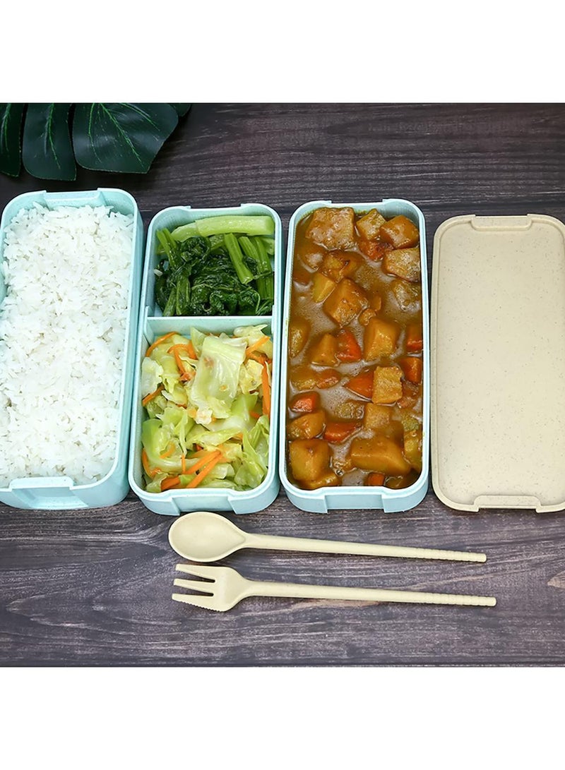 Sweet seven Bento Lunch Box for Kids - Leakproof Bento Box for Adults, 3-In-1 Meal Prep Container, Dishwasher Safe Asian Food Prep Container with   - Japanese Style, Beige Color - Image 5