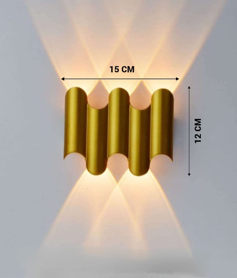 FILLISKA Aluminium Led Luxurious Indoor Up/Down Wall Light Warm White, Shockproof & Rustproof Alluminium Body (3Up 2 Down Gold) - Image 2