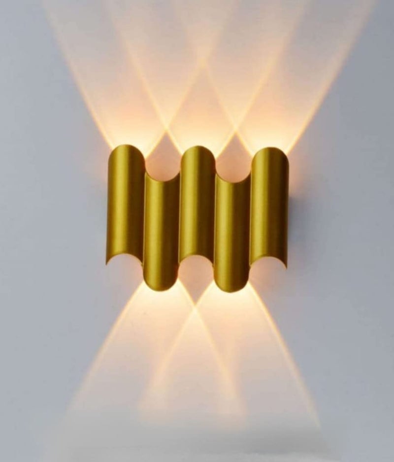 FILLISKA Aluminium Led Luxurious Indoor Up/Down Wall Light Warm White, Shockproof & Rustproof Alluminium Body (3Up 2 Down Gold) - Image 1