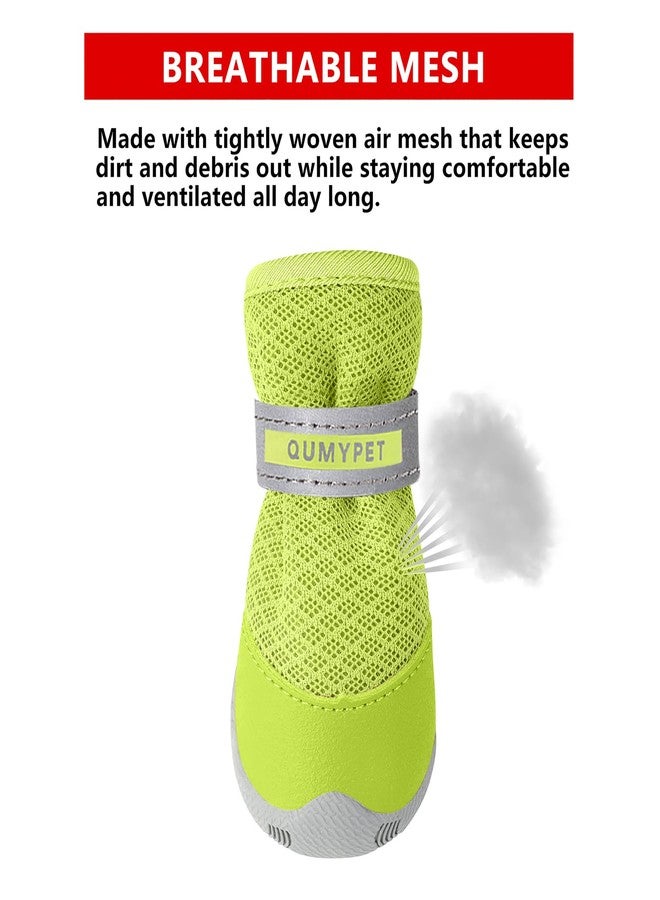 QUMY 4PCS Dog Shoes for Small Dogs, Hot Pavement Summer Puppy Dog Boots & Paw Protectors with Soft Anti-Slip Rubber Sole, Mesh Breathable Dog Booties for Hardfloors, Walking Running - Image 3