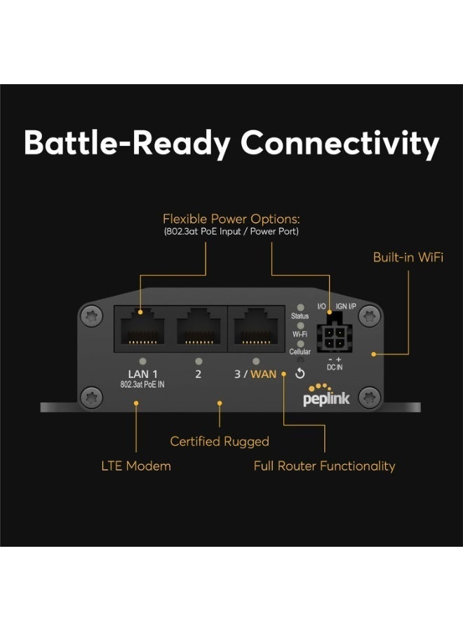 Peplink Cellular Router MAX BR1 Mini - LTE (CAT 4) Wifi Router | LTE Cellular Modem | 3 Ethernet LAN, Built-in WiFi | Redundant SIM Slots, Built-in eSIM | Upgradeable to Dual WAN | VPN capable - Image 2