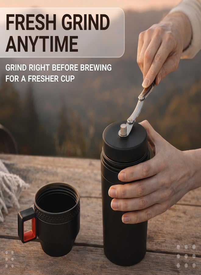 Granatan All-in-One Manual Burr Coffee Grinder Cup and Portable Brewing Kit, Stainless Steel Filter, Double-Wall Insulated Tumbler, Coffee Maker for Home, Travel, and Camping - Image 3