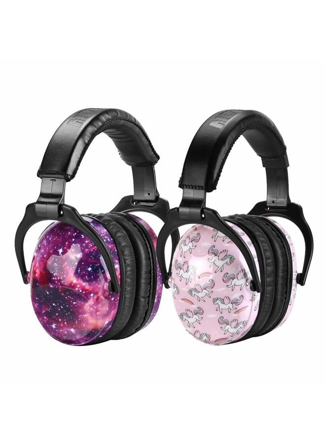 Zohan Kids Ear Protection 2 Pack, Hearing Protection Safety Ear Muffs for Children Have Sensory Issues, Adjustable Noise Reduction Earmuffs for Concerts, Fireworks, Air Shows (Nebula&Unicorn) - Image 1