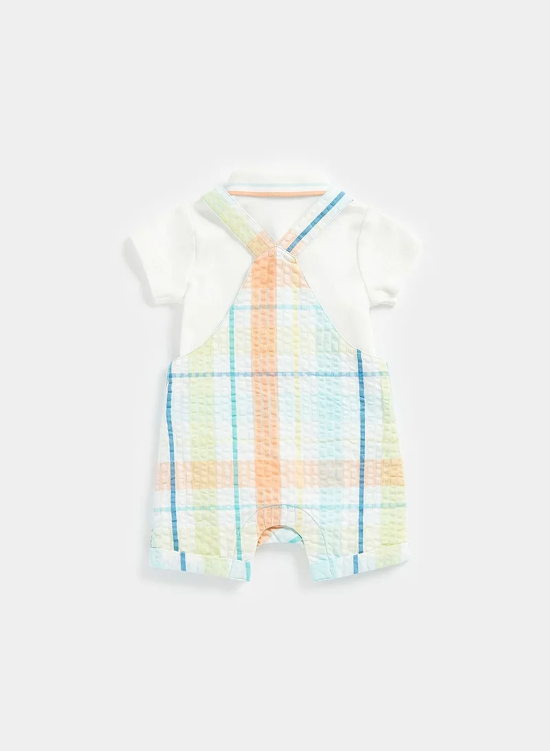 mothercare Check Bibshorts and Bodysuit Set