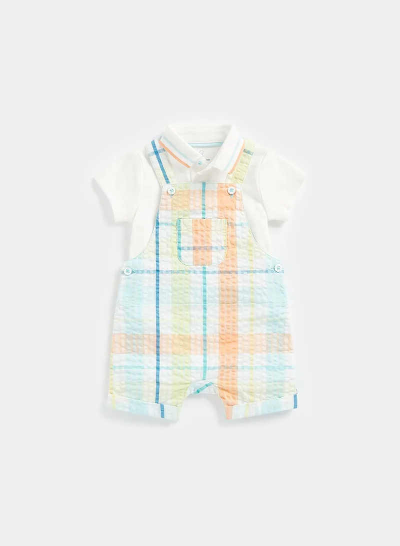 mothercare Check Bibshorts and Bodysuit Set