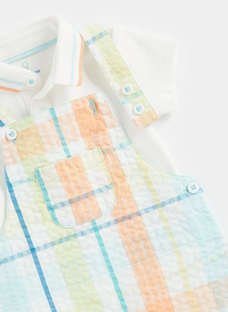 mothercare Check Bibshorts and Bodysuit Set