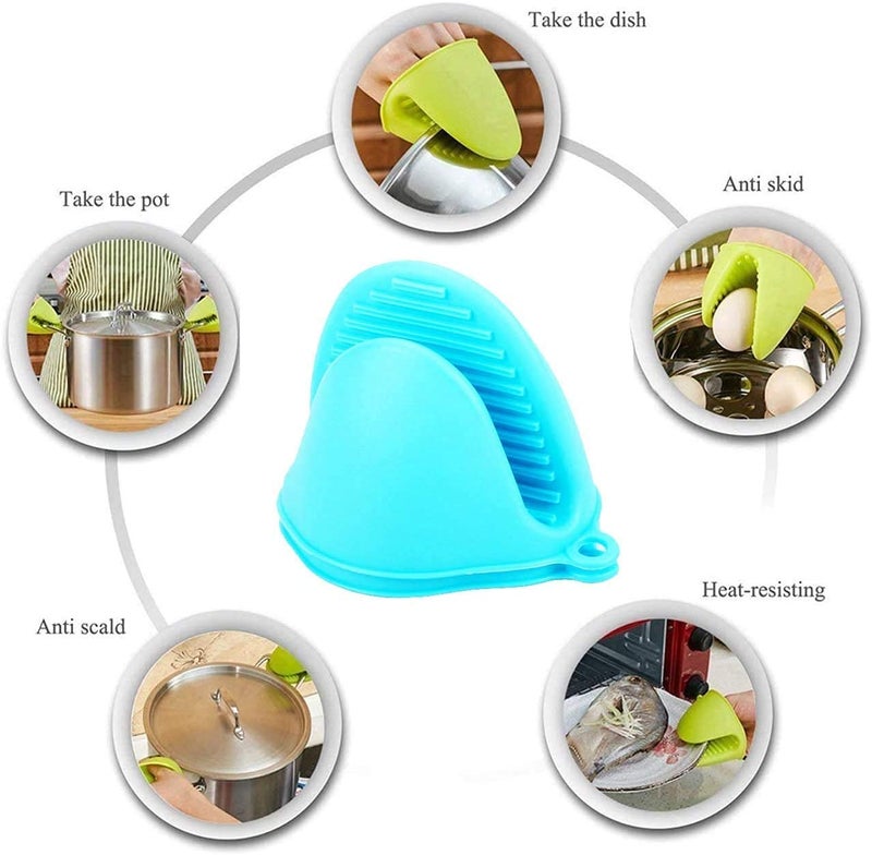 MISHTI Silicone Oven Mitts Heat Resistant Microwave Cooking Baking Tools Skid Pinch Grips Gloves Silicone Pot Holder Kitchen Barbecue Multicolor Set Of 2PcsPair  - Image 2