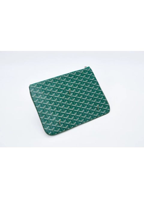 2024 Style Elegant Clutch Bag Urban Simple Dog Tooth Bag Classic Envelope Bag Y Letter Printing Zipper Bag-Color:Large Green 40CM