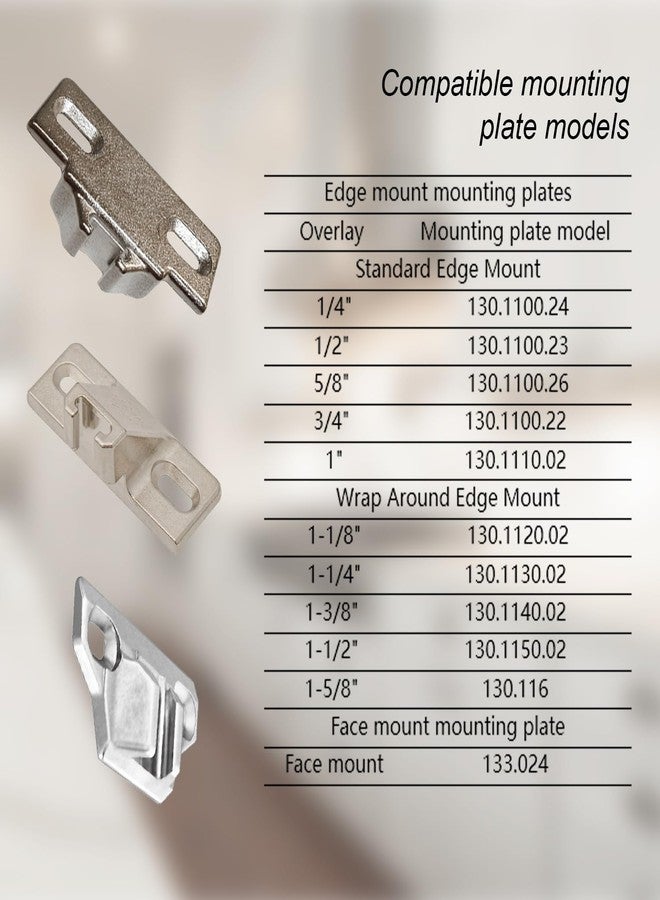 Holdly Replacement for Blum 33.3600,Compact 33 Screw on 110 Degree Opening Face Frame Cabinet Hinges,Cabinet Door Hinges,Replace Original Blum Hinges(with Screws, Mounting Plate Not Included) (8 Pack) - Image 3