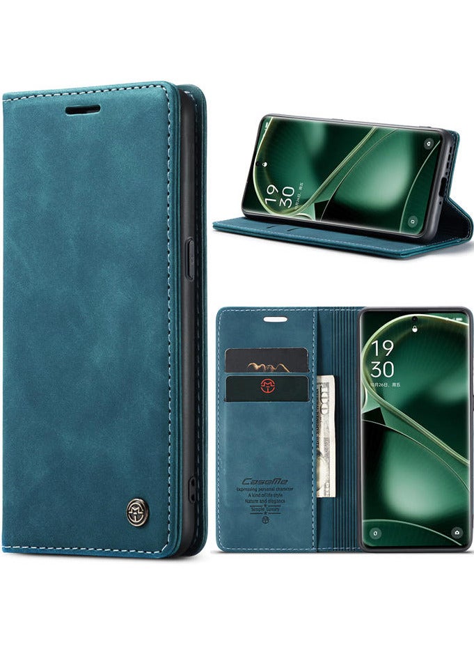 CaseMe Oppo Find X6 Pro Wallet Case Book Folding Flip Folio Case with Magnetic Kickstand Card Slots Protective Cover - Green - Image 1