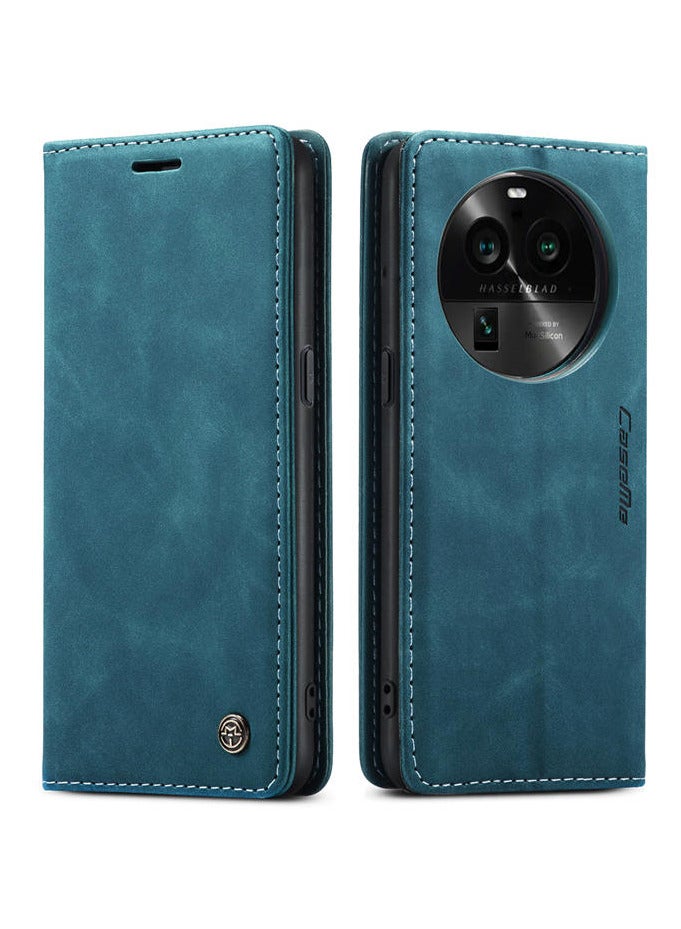 CaseMe Oppo Find X6 Pro Wallet Case Book Folding Flip Folio Case with Magnetic Kickstand Card Slots Protective Cover - Green - Image 2
