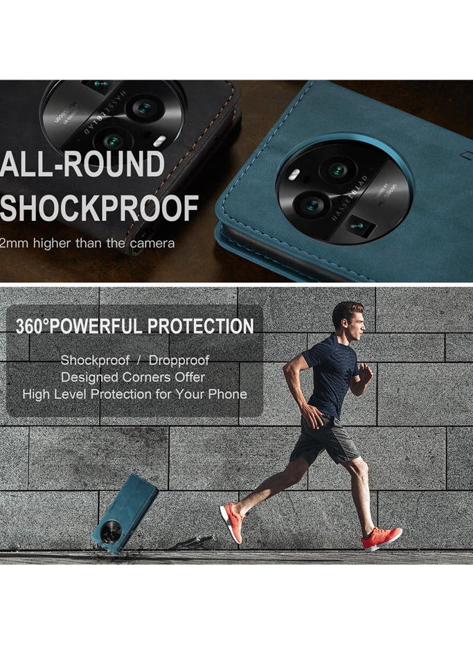 CaseMe Oppo Find X6 Pro Wallet Case Book Folding Flip Folio Case with Magnetic Kickstand Card Slots Protective Cover - Green - Image 4