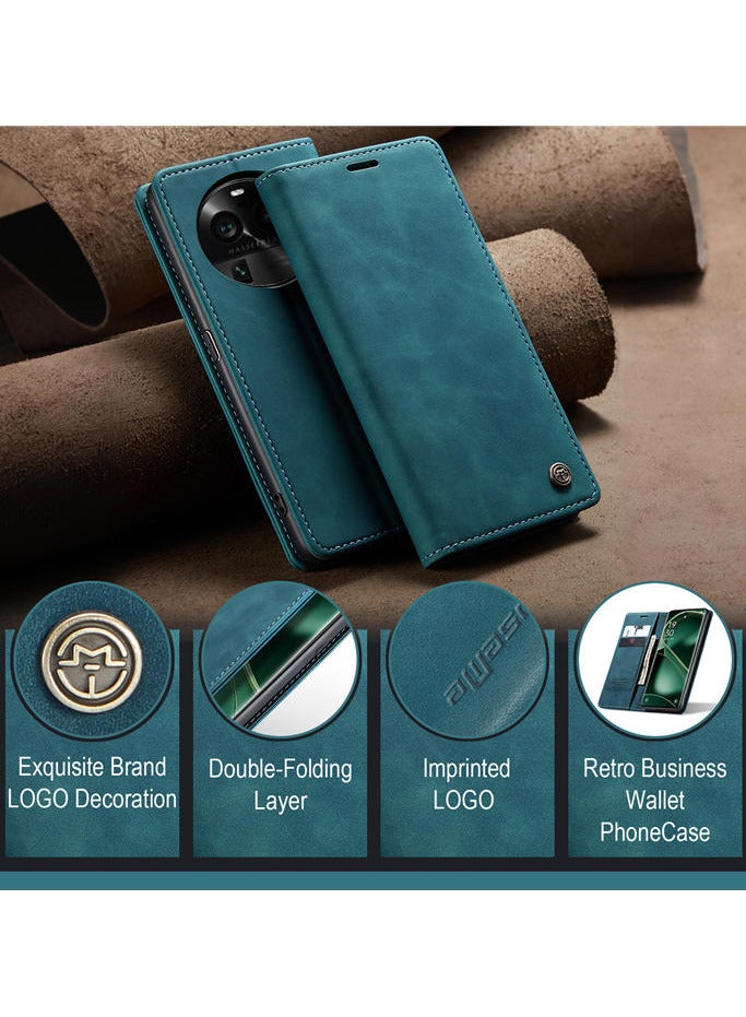 CaseMe Oppo Find X6 Pro Wallet Case Book Folding Flip Folio Case with Magnetic Kickstand Card Slots Protective Cover - Green - Image 3