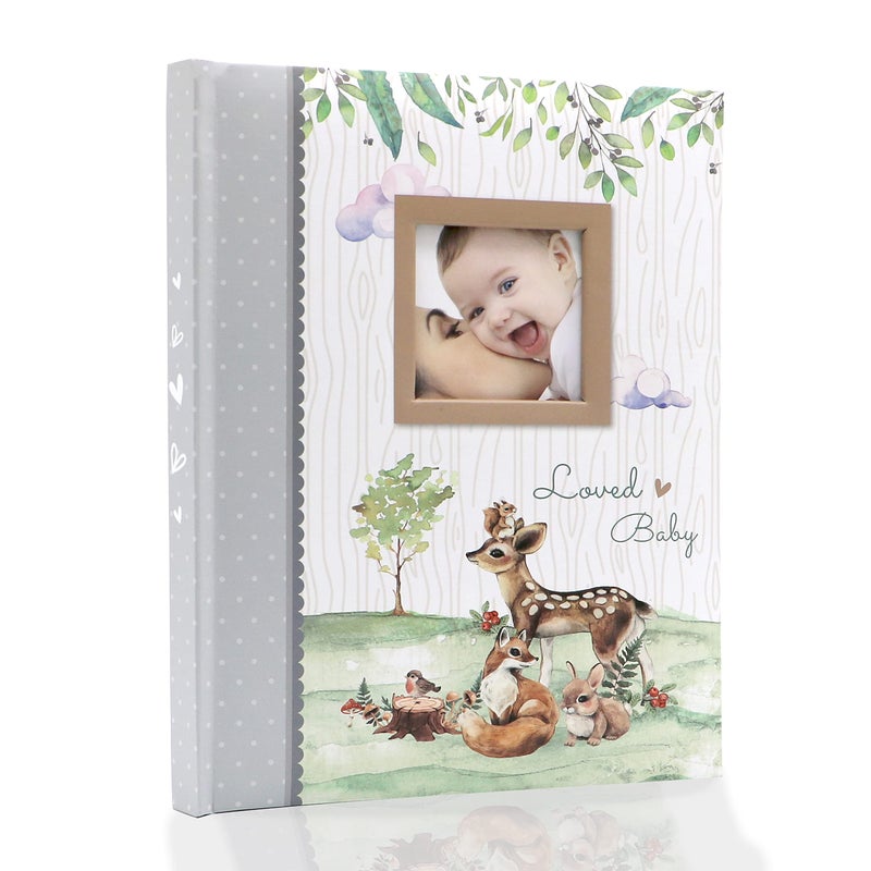 Holoary First 5 Years Baby Memory Book - 76 Colourful Illustrated Keepsake Journal Pages Record Book Album for Newborn Baby Boy or Girl, Woodland Animals Design - Image 1