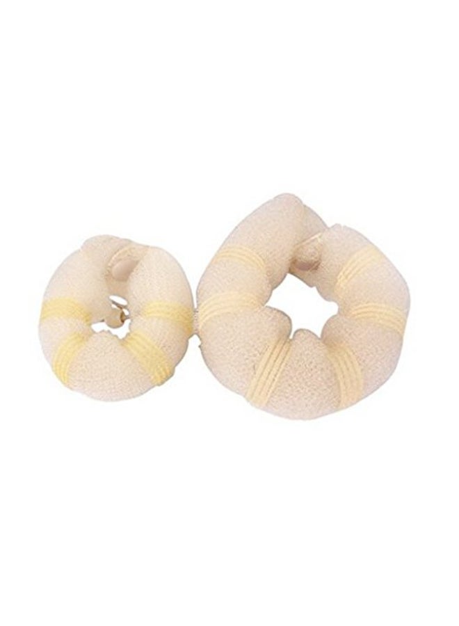 ASTRQLE Beige Magic Hair Styler and Scrunchie Set for Women Girls Hair Ring Donut Bun Updo Chignon Hairpiece 1 Large 1 Small - Image 3