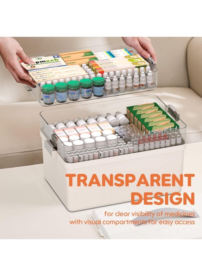 SYOSI Medicine Organizer Box with Handle, 3-Tier Portable First Aid Storage for Pills,Compact Medical Cabinets for Home, Office, Travel, Car & School Use, Multi-Compartment, Lightweight - Image 5